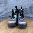 Dr  Martens 1460 J Boots Kids Size 10 Rainbow Iridescent Lace Up Combat Zip