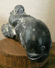 Wolf Original  inuit Riding A Whale  Black White Soapstone Sculpture