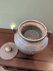Vintage Signed Studio Pottery Crock Jar Glaze Receptacle Urn W  Lid 7 1 2  Tall