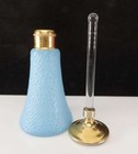 Antique Devilbiss Art Deco Empty Perfume Bottle Blue Textured Glass W  Dauber