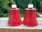 2 Homco Hobnail Cherry Red Peg Votive Cup Candle Holders W new Grommets Peglite