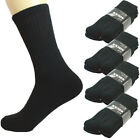 6 Pairs Mens Black Solid Sports Athletic Work Crew Long Cotton Socks Size 10-13