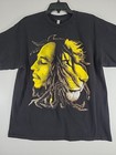 Bob Marley Rasta Lion Faces Reggae Tee Shirt Cotton Men s Xl Black Graphic T
