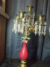 Antique Pair Of  Marble Crystal And Brass Candelabras From The 1800s Italian