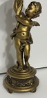 Antique Ornate Brass Cherub State Sculpture Holding Mushroom Cap