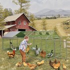 Metal Chicken Coop With Waterproof Cover   3 Doors  Poultry Cage Outdoor  Silver