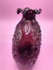 Clevenger Brothers  Ruffled Amethyst Daisy   Button Glass Vase