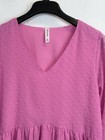 New Zenana Women s Long Sleeve Pink Dress Size M Swiss Dots Sheer Lined