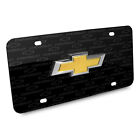 Chevrolet Golden In 3d Logo On Logo Pattern Black Aluminum License Plate