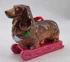Dnc Dachshund Dog On Sled Porcelain Christmas Ornament Boxed