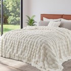 King Size Faux Fur Blanket - Big Bubble Rabbit King  108  X 90   Cream White