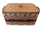 Amish Rectangular Knitting Sewing Basket Gingerich Style With Flat Lid