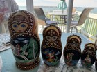 Vintage Russian Matryoshka Wooden Nesting Dolls  Set Of 10 Hand Painted