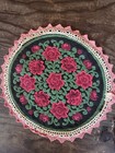 2 Antique Kippah Hats Jewish Handstitched Round Yarmulke - Beautiful Floral