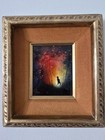 Vintage Signed Enamel On Copper Artwork     Framed Mid-century Modern Wall Art