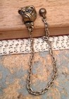 Vintage Advertising Mack Truck Bulldog Tie Tack Blue Rhinestone Eyes   Chain 