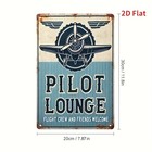 2d Vintage Pilot Lounge Metal Iron Sign Rustic Aviation Boys  Garage Wall Decor
