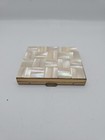 Vintage Marhill Genuine Mother Of Pearl Make Up Compact Case Mirror Brass Unused