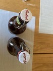2 Vintage Grolsch Beer Bottles Amber Brown Glass Porcelain Flip Swing Top