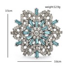 Sparkling Blue Crystal Snowflake Brooch Pin Winter Holiday Christmas Gift
