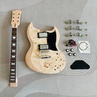 Diy 6 Electric Guitar Unfinished Kit Set In Neck Rosewood Fretboard Burl Veneer