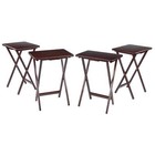 4-piece Single Foldable Snack Tables  Walnut Finish