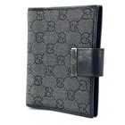 Gucci Gg Denim Canvas Leather Agenda Day Planner Cover Black 74259