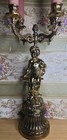 Vintage Bronze Four Arm  Candelabra Carried By A Cherub   Putti  On Base   Nice 