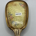 Vintage Gold Tone Floral Vanity Hair Brush Hairbrush With Label 0654