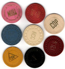 Lot Of 8 Vintage Illegal Poker Chips Antique Old Rare Unknown Bar Clubs  12