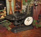 Prim Vtg Style General Store Candy Scale Clock Rustic Key Apothecary Holder Dish