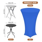 2pcs Round Cocktail Tablecloth 32 x43  Highboy Spandex Table Cover Sapphire Blue