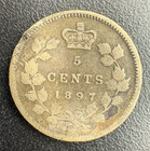 1897 Canada Five 5 Cent Victoria Sterling Silver Nickel Coin