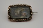 Antique Victorian Gold Filled Hairwork Brooch Two Hair Colors Gold Wire