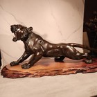 Japanese Meiji Signed Genryusai Seiya Bronze Tiger Sculpture 28in X 8in