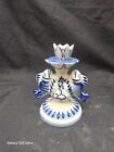 Vintage Ussr russian Gzhel Hand Made Fish Porcelain Candle Holder