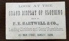 Vintage Antique Victorian Trade Card F e  Hartwell In Company Danbury Connect