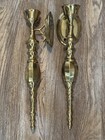 Vintage Pair Of Large Brass Wall Mounted Candle Holders Sconces 14 5 Inches