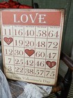 Primitive Victorian Antique Vintage Style Valentine Bingo Card Heart Love Sign