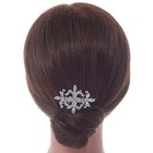Bridal  Wedding  Prom  Party Rhodium Plated Clear Austrian Crystal Floral Side