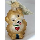 Mini Puppy Dog Christmas Ornament Glass Gold Glitter New With Tags