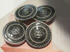 Chanel 4 Cc Logo Auth Sparkly  Gray Silver Buttons 20 Mm 3 4    Lot 4 Pc