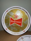 Vintage Beer Metal Bar Serving Trays Lot  Budweiser  Piels  Schaefer 3 Piece Lot