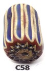 Nice Old Antique Long Venetian Chevron Trade Bead African Worn C58 Bg 80