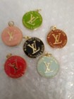 Lot Of 6  Stamped 25mm  Designer Button Zipper Pull  Gold  Tone Lv Button Charm 