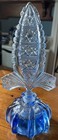 8 3 4    Antique Art Deco Blue Perfume Bottle Pressed Glass Stopper Vanity Dresser