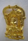 Mahavir Swami Brass Statue Gold Plated Ancient Text Gilt T Jain Deity