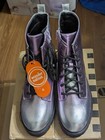New Wonder Nation Purple Metallic Combat Boots Size 6 Lace Up  Side Zip  Trendy