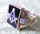 Vtg 1950s Masonic Ring 10k W  Black Onyx Baltimore J  Jenkins Sons Size 11 5