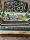Vintage Persian Khatam Inlaid Wood Marquetry Mosaic Double Pen Holder Desk Set